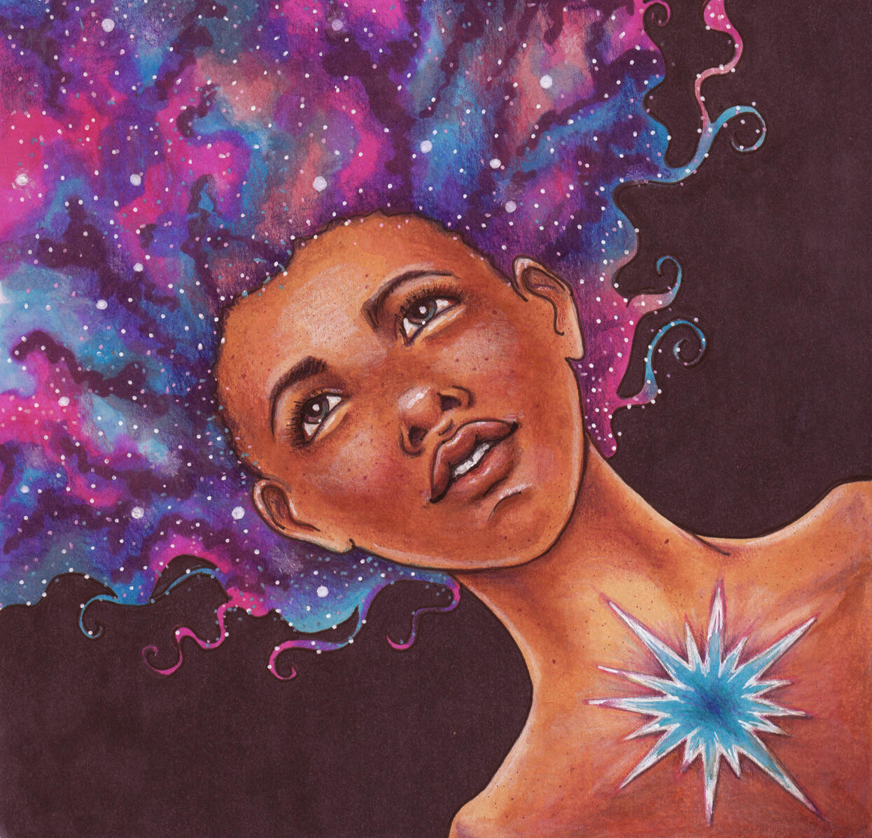 Cosmic Girl (markers & colored pencils)