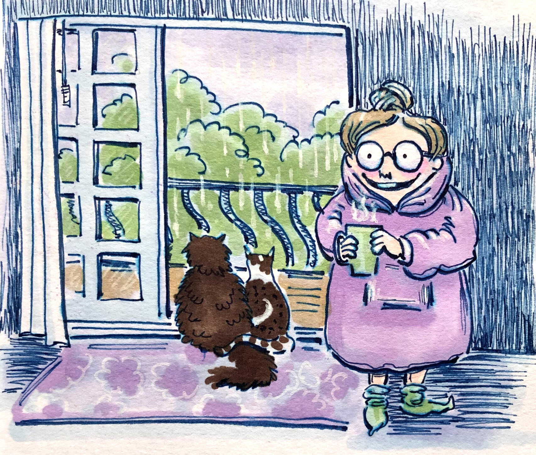 Rainy Day Vibes (markers & pen)