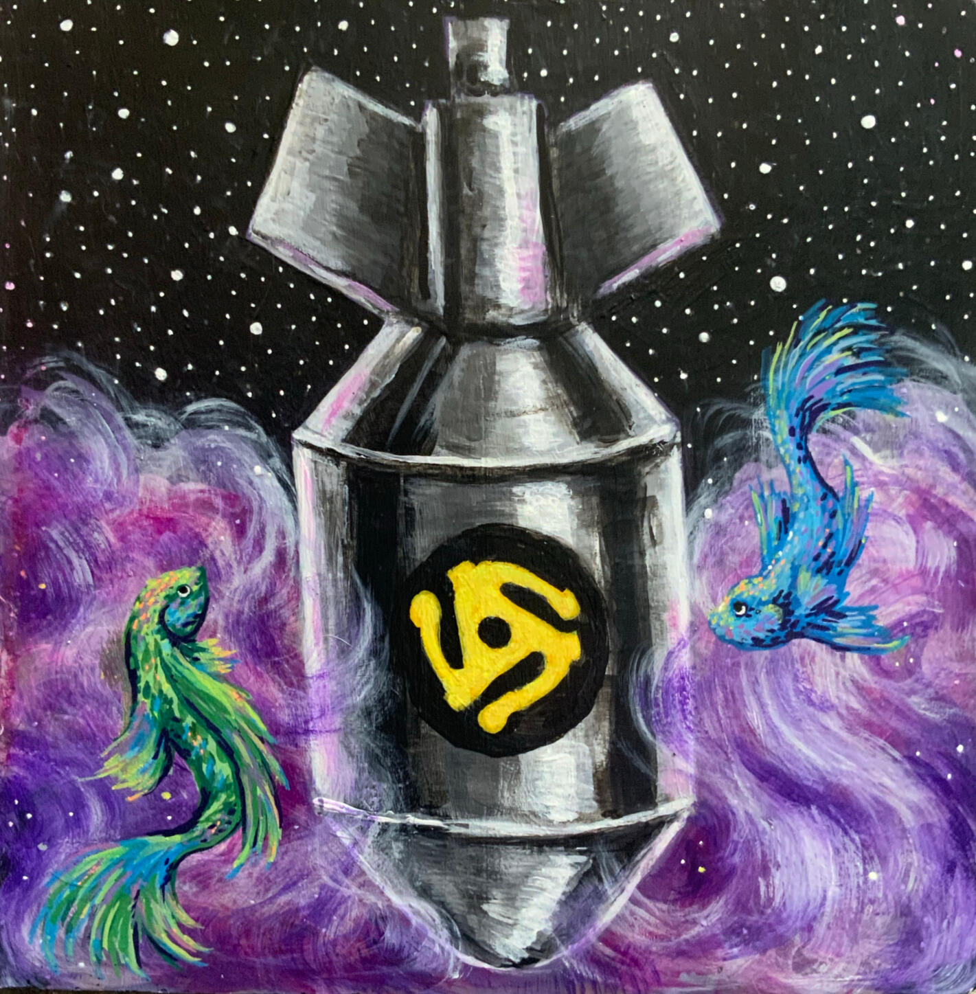 Put the Needle on the Record - an album cover I saw in a dream (acrylics on paper)